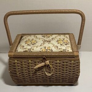 MCM Woven Sewing Basket with Handle